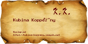 Kubina Koppány névjegykártya